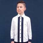 Детская рубашка для мальчика, белая (42-9006-2, 42-9006-21), Зиронька